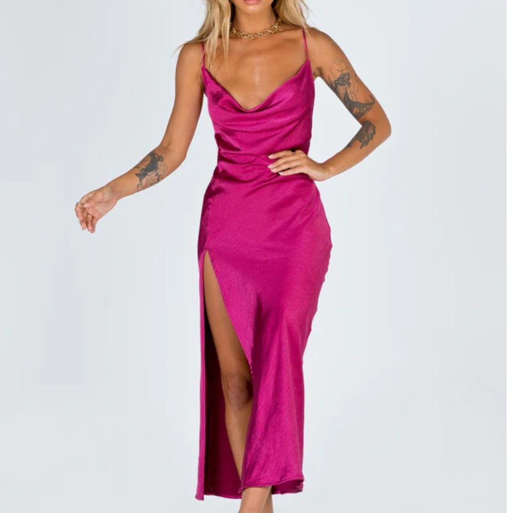 Lioness Hot Pink 'Walk the Line' Midi Dress